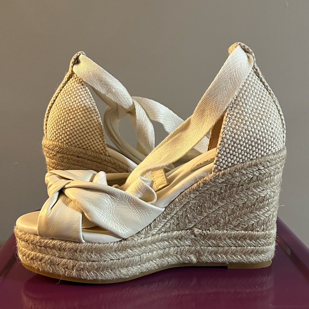 Cole Haan Cloudfeel Hampton Wedge Jute Heel Leather Sandals - Picture 13 of 16